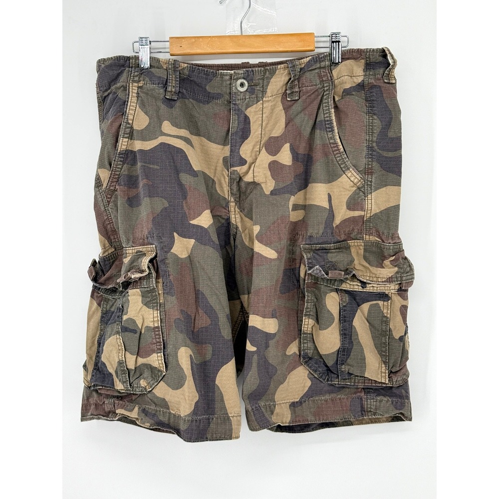 American Eagle Mens Camo Ripstop Cargo Heavy Shorts Gorpcore Paratrooper Size 34